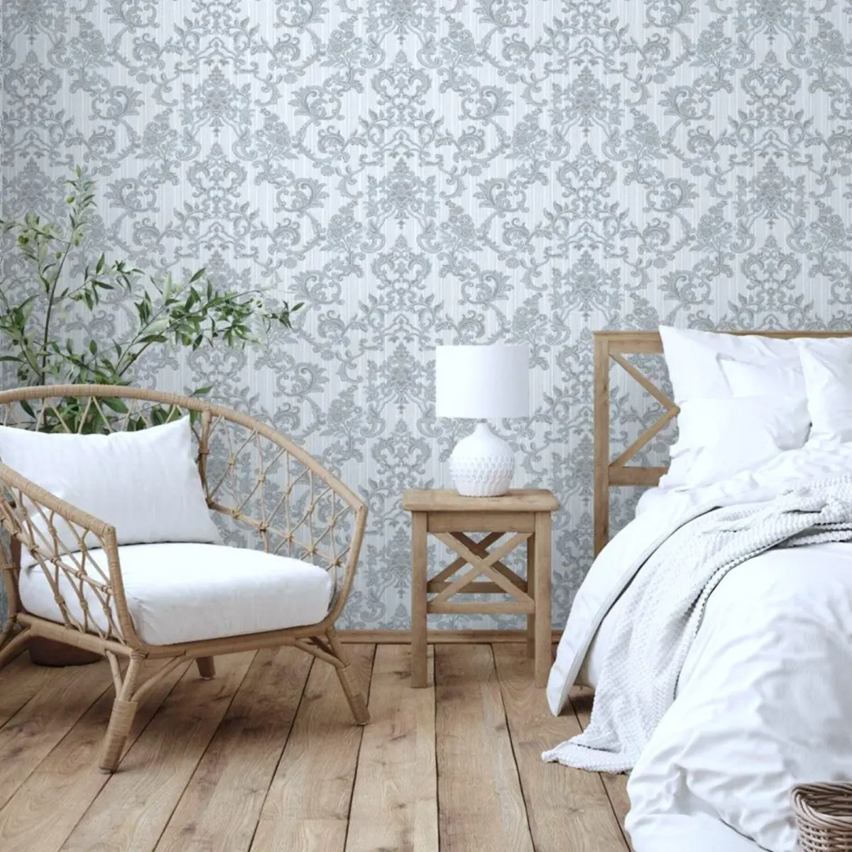 Floral Damask Wallpaper Silver Code 1305-2 - Image 6