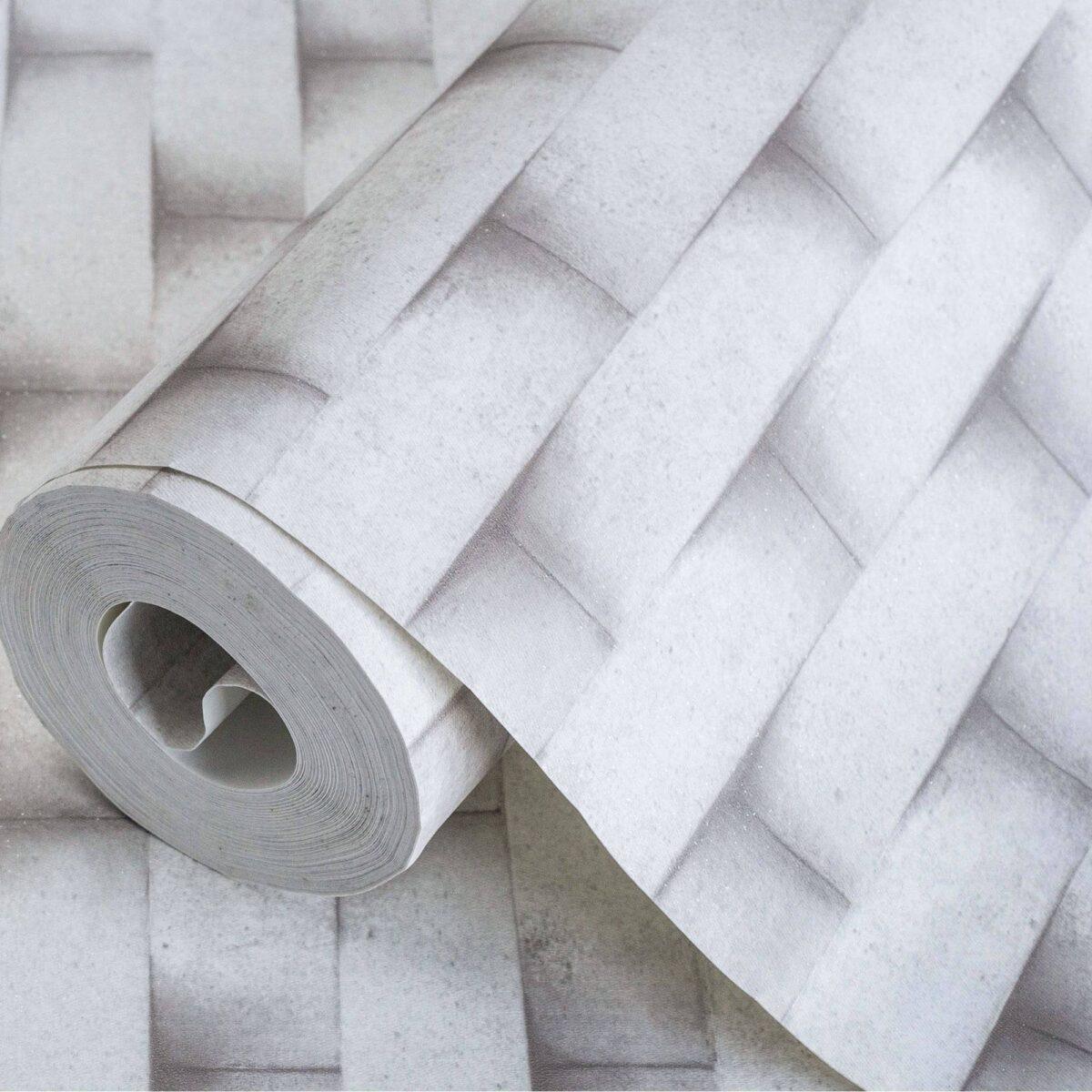 3D Rounded brick wall pattern wallpaper Cream Code 7814-1 - Image 1