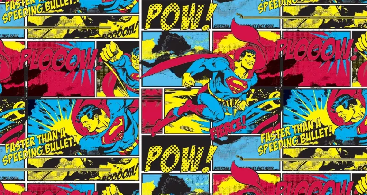 SUPERMAN, VINYL FABRIC TEXTILE Wall Mural in Different Texture, Code WB2038. It is produced as ONE PIECE WITHOUT JOINT. - Image 1