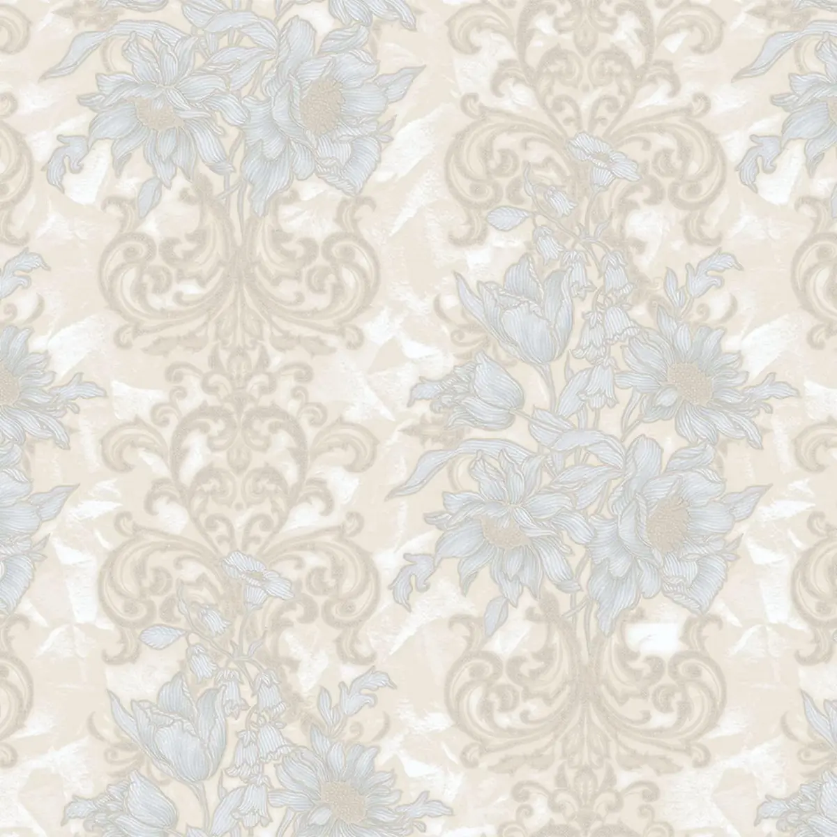 Floral detailed Rococo damask pattern wallpaper Cream Code 7805-1 - Image 4