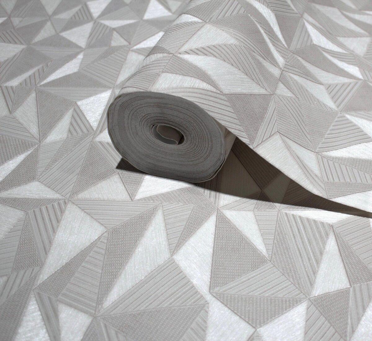 Geometric Modern Design Wallpaper White Code 23204-1 - Image 1