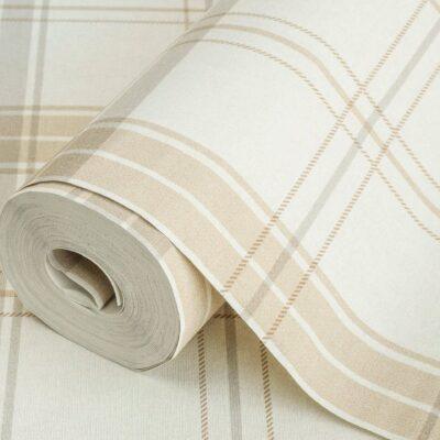 Burberry Textile Inspiration Checkered Pattern Wallpaper Cream Code 3714-1