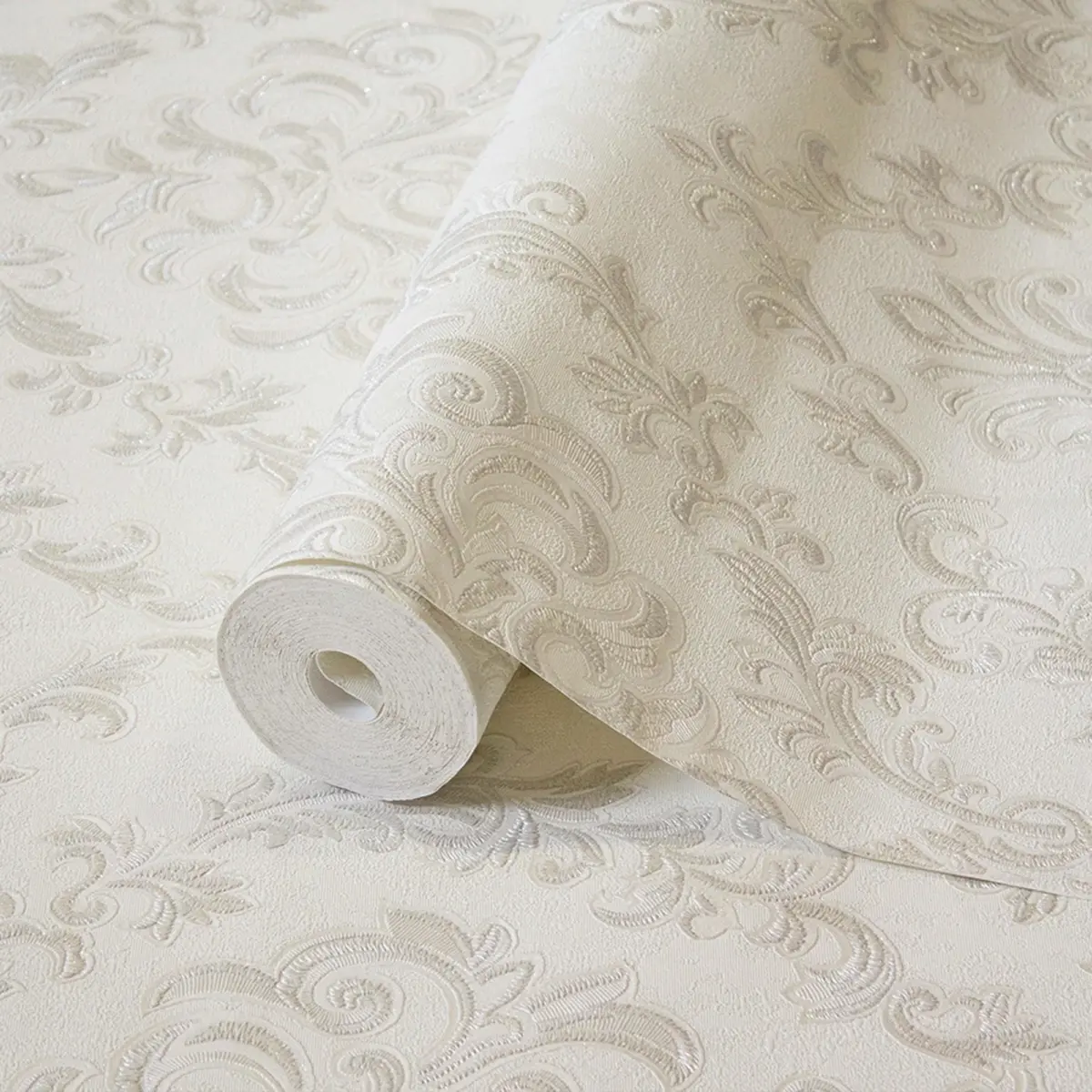 Rich Damask Design Wallpaper White Code 1405-1 - Image 1