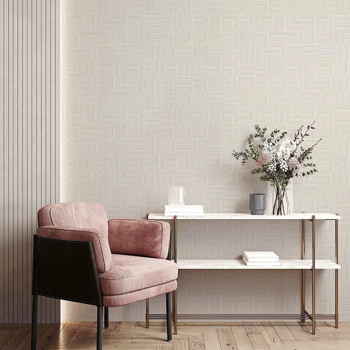 Geometric Modern Design Wallpaper White Code 23209-1 - Image 2