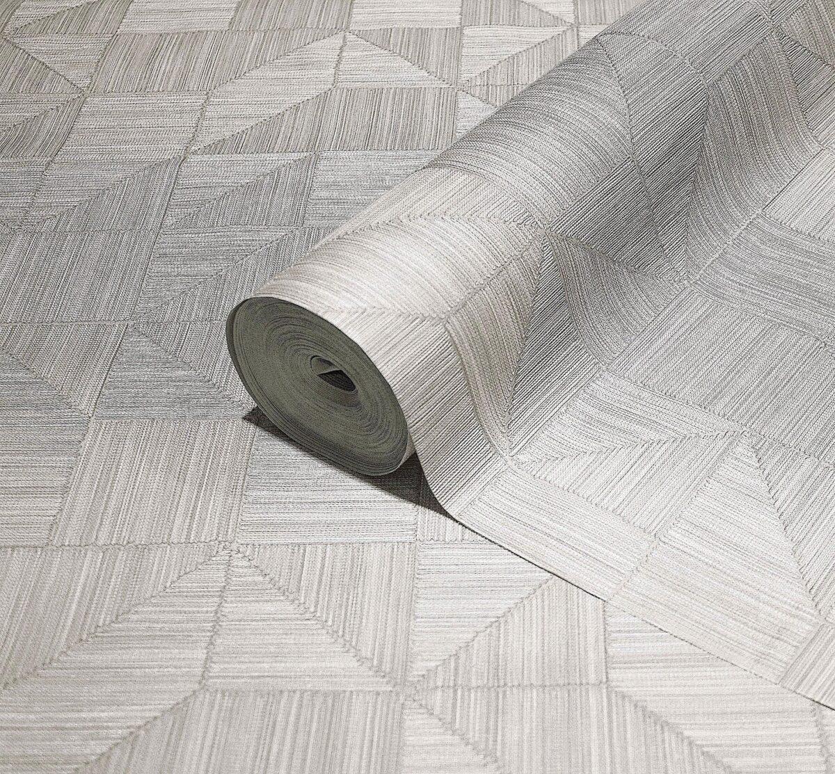 Geometric Modern Design Wallpaper White Code 23209-1 - Image 1