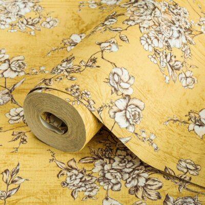 Floral Pattern Trend Wallpaper Pure Yellow Code 9914-4