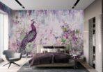 Colorful Peacock Design, VINYL FABRIC TEXTILE Wall Mural in Different Texture, Code A300. It is produced as ONE PIECE WITHOUT JOINT. - Image 5
