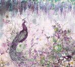 Colorful Peacock Design, VINYL FABRIC TEXTILE Wall Mural in Different Texture, Code A300. It is produced as ONE PIECE WITHOUT JOINT.