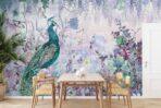 Colorful Peacock Design MURAL WALLPAPER, Available in Various Paper Texture, Code A300. It is Produced as 105 CM WIDE ROLL PANELS. - Image 6