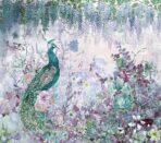 Colorful Peacock Design, VINYL FABRIC TEXTILE Wall Mural in Different Texture, Code A300. It is produced as ONE PIECE WITHOUT JOINT. - Image 3