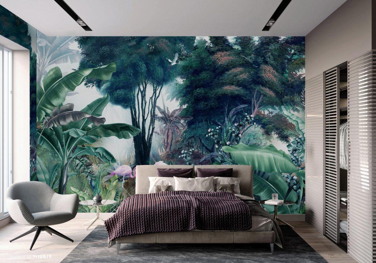 Flamingo Design Vinyl, VINYL FABRIC TEXTILE Wall Mural in Different Texture, Code A307. It is produced as ONE PIECE WITHOUT JOINT. - Image 5