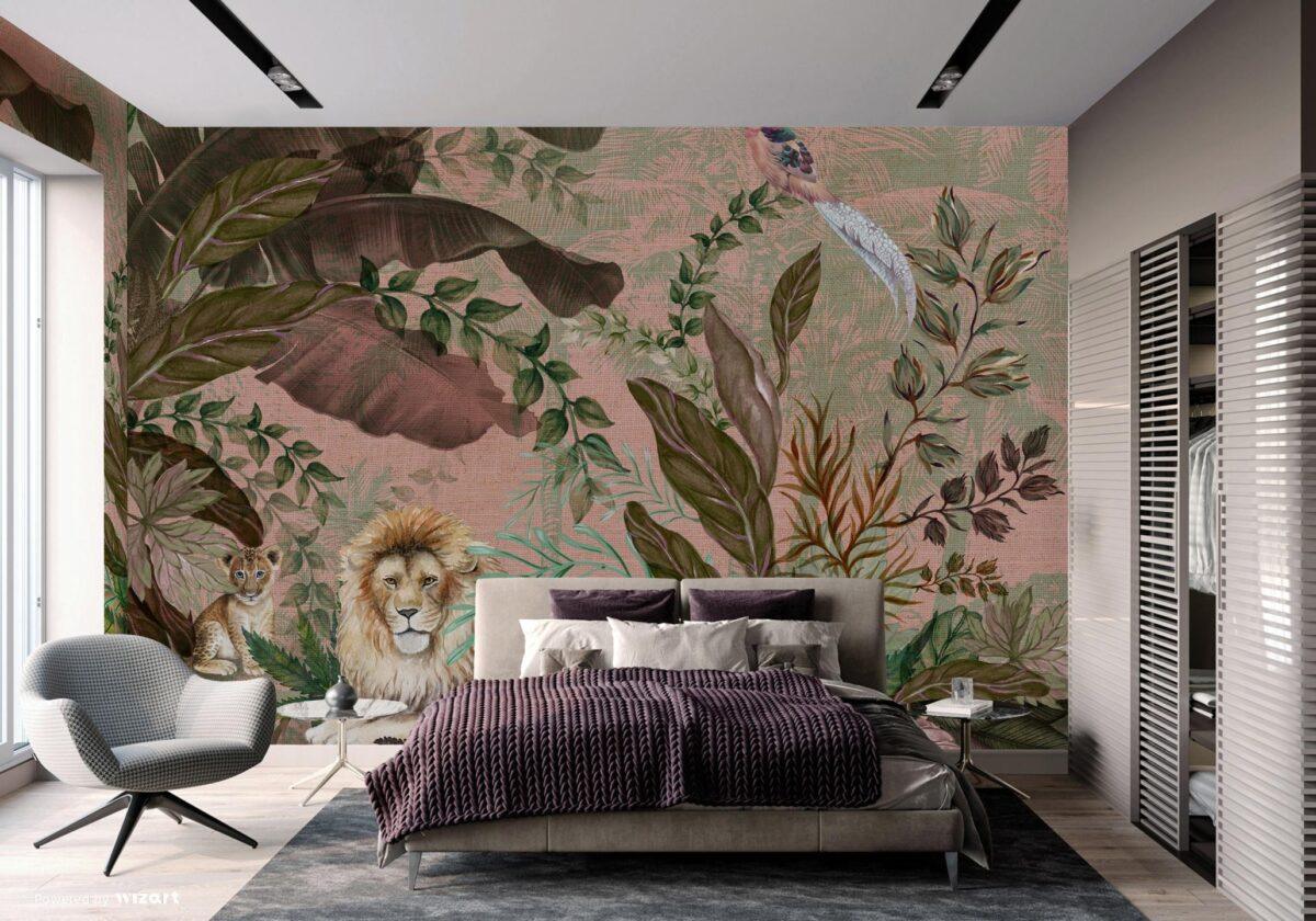 Lion Patterned Design MURAL WALLPAPER, Available in Various Paper Texture, Code A310. It is Produced as 105 CM WIDE ROLL PANELS. - Image 5