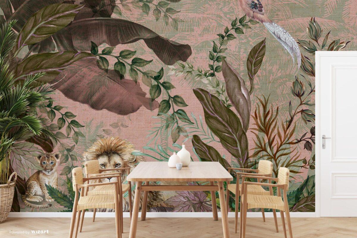 Lion Patterned Design MURAL WALLPAPER, Available in Various Paper Texture, Code A310. It is Produced as 105 CM WIDE ROLL PANELS. - Image 6