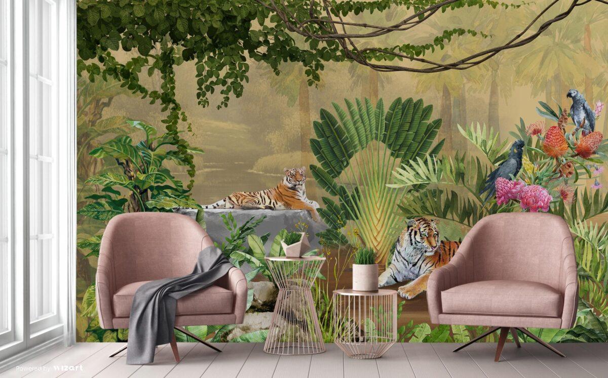 Tiger Design, VINYL FABRIC TEXTILE Wall Mural in Different Texture, Code A311. It is produced as ONE PIECE WITHOUT JOINT. - Image 5