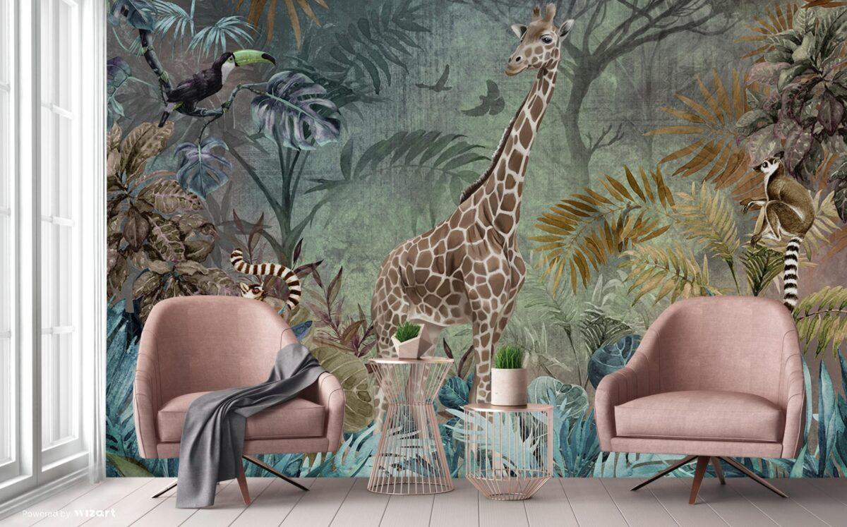 Giraffe Design MURAL WALLPAPER, Available in Various Paper Texture, Code A312. It is Produced as 105 CM WIDE ROLL PANELS. - Image 4