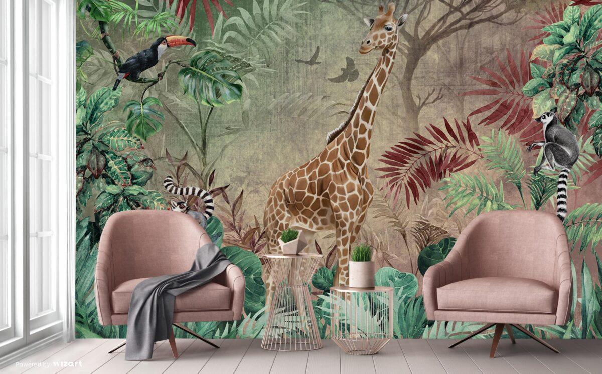 Giraffe Design, VINYL FABRIC TEXTILE Wall Mural in Different Texture, Code A312. It is produced as ONE PIECE WITHOUT JOINT. - Image 6