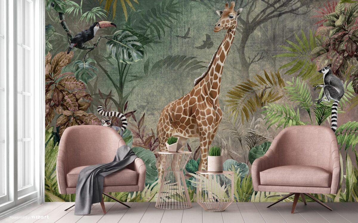 Giraffe Design, VINYL FABRIC TEXTILE Wall Mural in Different Texture, Code A312. It is produced as ONE PIECE WITHOUT JOINT. - Image 4
