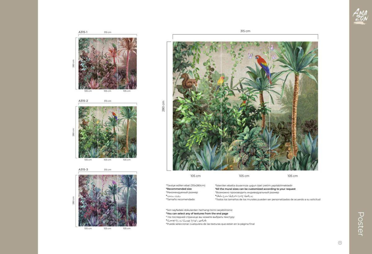 Squirrel and Parrot Design MURAL WALLPAPER, Available in Various Paper Texture, Code A315. It is Produced as 105 CM WIDE ROLL PANELS. - Image 7