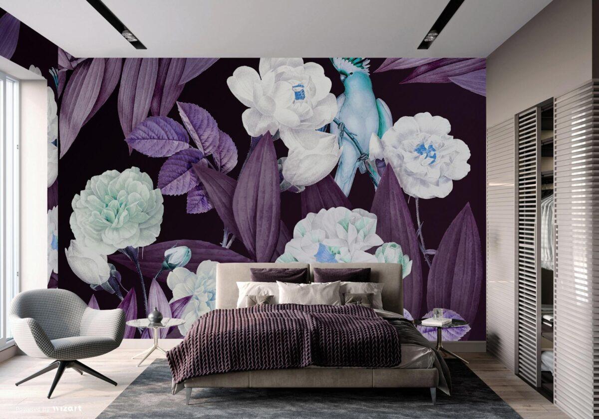 Flower Pattern Design MURAL WALLPAPER, Available in Various Paper Texture, Code A316. It is Produced as 105 CM WIDE ROLL PANELS. - Image 4