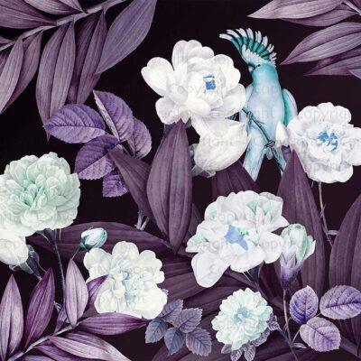 Flower Pattern Design MURAL WALLPAPER, Available in Various Paper Texture, Code A316. It is Produced as 105 CM WIDE ROLL PANELS.