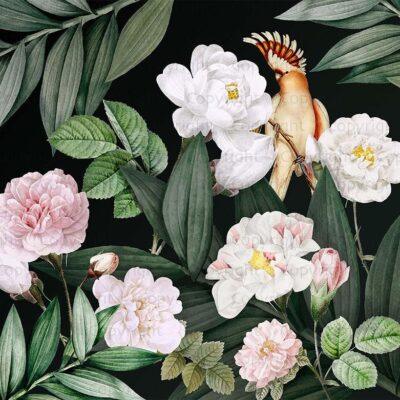 Flower Pattern Design, VINYL FABRIC TEXTILE Wall Mural in Different Texture, Code A316. It is produced as ONE PIECE WITHOUT JOINT.