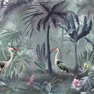 Birds Pattern Design MURAL WALLPAPER, Available in Various Paper Texture, Code A317. It is Produced as 105 CM WIDE ROLL PANELS.
