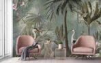 Birds Pattern Design, VINYL FABRIC TEXTILE Wall Mural in Different Texture, Code A317. It is produced as ONE PIECE WITHOUT JOINT. - Image 4