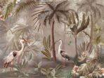Birds Pattern Design, VINYL FABRIC TEXTILE Wall Mural in Different Texture, Code A317. It is produced as ONE PIECE WITHOUT JOINT.