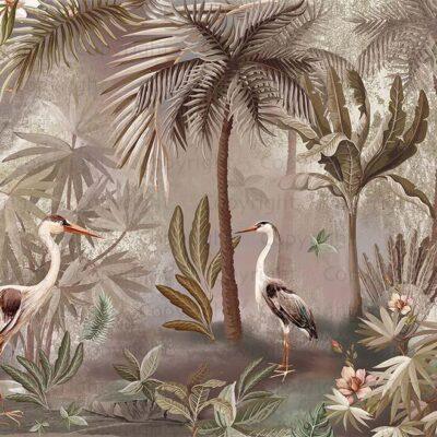 Birds Pattern Design, VINYL FABRIC TEXTILE Wall Mural in Different Texture, Code A317. It is produced as ONE PIECE WITHOUT JOINT.