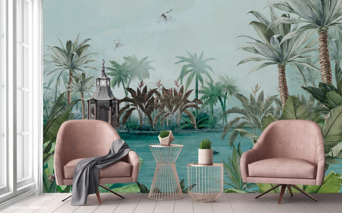 Sea and Trees Design MURAL WALLPAPER, Available in Various Paper Texture, Code A318. It is Produced as 105 CM WIDE ROLL PANELS. - Image 4