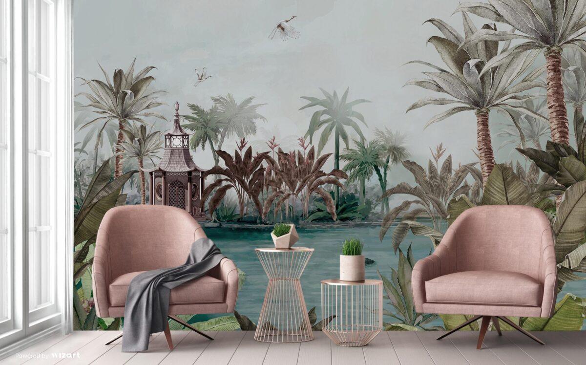 Sea and Trees Design MURAL WALLPAPER, Available in Various Paper Texture, Code A318. It is Produced as 105 CM WIDE ROLL PANELS. - Image 5