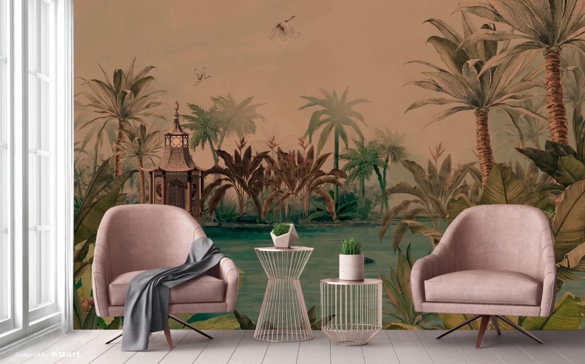 Sea and Trees Design, VINYL FABRIC TEXTILE Wall Mural in Different Texture, Code A318. It is produced as ONE PIECE WITHOUT JOINT. - Image 6