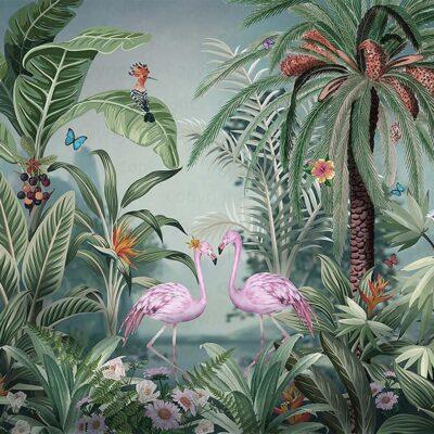 Flamingo  MURAL WALLPAPER, Available in Various Paper Texture, Code A319. It is Produced as 105 CM WIDE ROLL PANELS.