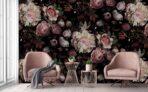 Flower Pattern Design, VINYL FABRIC TEXTILE Wall Mural in Different Texture, Code A322. It is produced as ONE PIECE WITHOUT JOINT. - Image 2