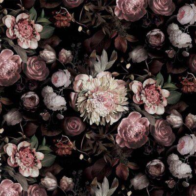 Flower Pattern Design, VINYL FABRIC TEXTILE Wall Mural in Different Texture, Code A322. It is produced as ONE PIECE WITHOUT JOINT.