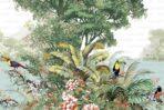 Parrot Design, VINYL FABRIC TEXTILE Wall Mural in Different Texture, Code A323.  It is produced as ONE PIECE without joint.