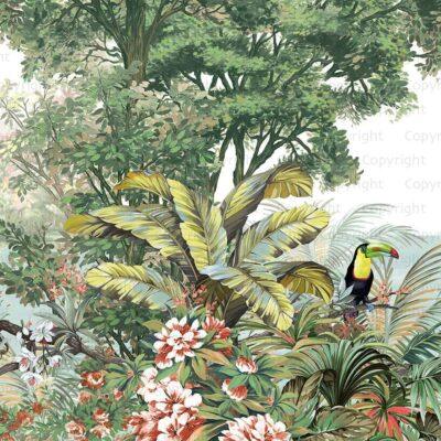 Parrot Design, VINYL FABRIC TEXTILE Wall Mural in Different Texture, Code A323.  It is produced as ONE PIECE without joint.