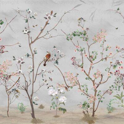 Spring Blossoms Design MURAL WALLPAPER, Available in Various Paper Texture, Code A324. It is Produced as 105 CM WIDE ROLL PANELS.