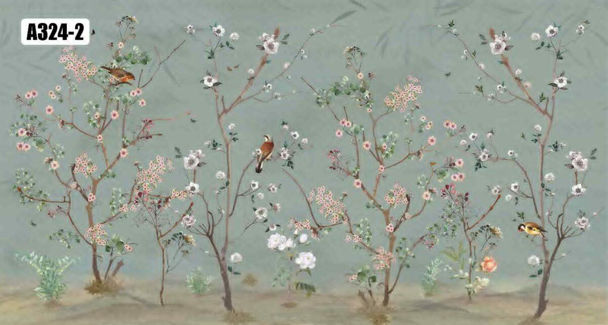 Spring Blossoms Design MURAL WALLPAPER, Available in Various Paper Texture, Code A324. It is Produced as 105 CM WIDE ROLL PANELS. - Image 2