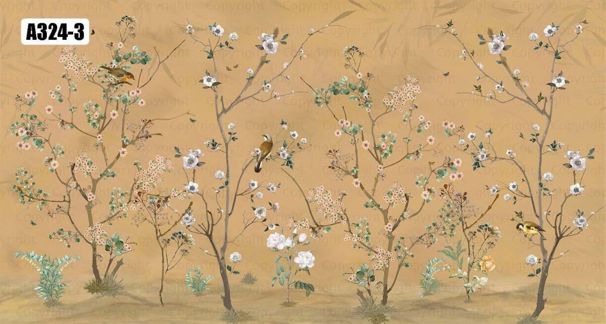 Spring Blossoms Design MURAL WALLPAPER, Available in Various Paper Texture, Code A324. It is Produced as 105 CM WIDE ROLL PANELS. - Image 4