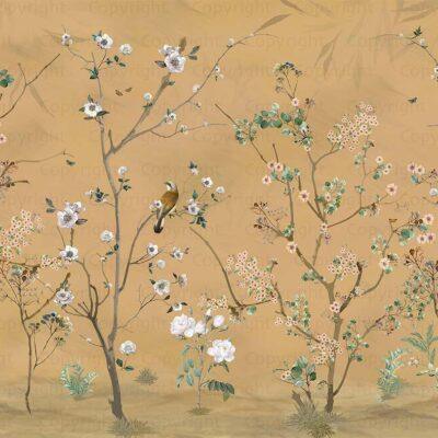 Spring Blossoms Design, VINYL FABRIC TEXTILE Wall Mural in Different Texture, Code A324. It is produced as ONE PIECE WITHOUT JOINT.