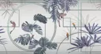 Monkey and Birds Design Mural WALLPAPER, Available in Various Paper Texture, Code FJ300. It is Produced as 105 cm Wide Roll Panels.