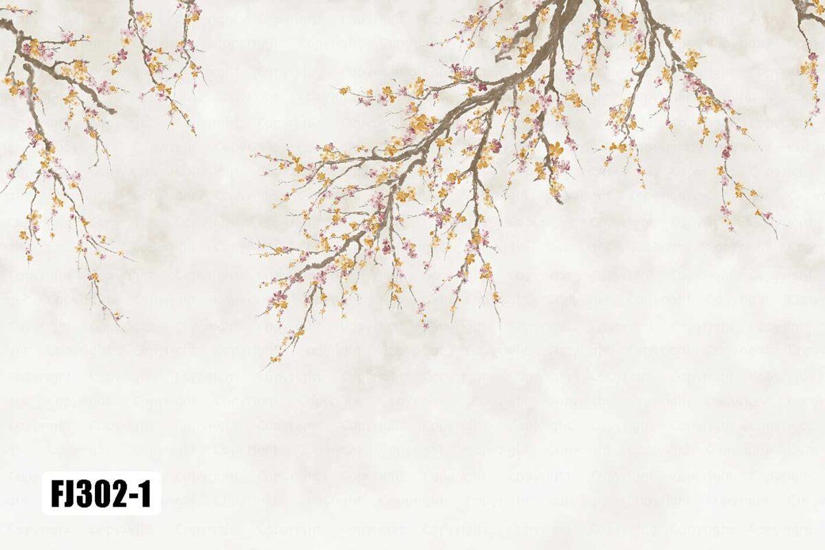 Flowers Pattern Design, VINYL FABRIC TEXTILE Wall Mural in Different Texture, Code FJ302.  It is produced as ONE PIECE WITHOUT JOINT. - Image 3