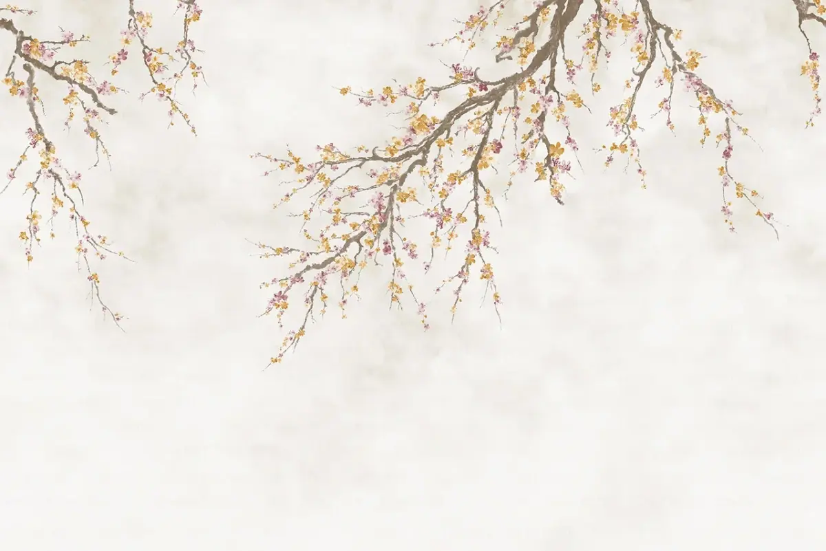 Flowers Pattern Design Mural WALLPAPER, Available in Various Paper Texture, Code - FJ302. It is Produced as 105 CM WIDE ROLL. - Image 1