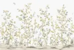 Flowers Pattern Design, VINYL FABRIC TEXTILE Wall Mural in Different Texture, Code FJ303.  It is produced as ONE PIECE WITHOUT JOINT.