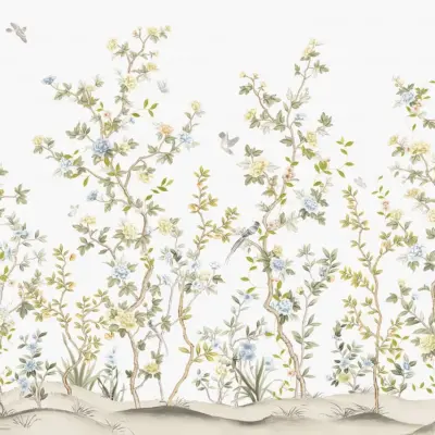Flowers Pattern Design, VINYL FABRIC TEXTILE Wall Mural in Different Texture, Code FJ303.  It is produced as ONE PIECE WITHOUT JOINT.