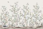 Flowers Pattern Design, VINYL FABRIC TEXTILE Wall Mural in Different Texture, Code FJ303.  It is produced as ONE PIECE WITHOUT JOINT. - Image 2