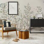 Flowers Pattern Design, VINYL FABRIC TEXTILE Wall Mural in Different Texture, Code FJ303.  It is produced as ONE PIECE WITHOUT JOINT. - Image 6