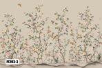 Flowers Pattern Design, VINYL FABRIC TEXTILE Wall Mural in Different Texture, Code FJ303.  It is produced as ONE PIECE WITHOUT JOINT. - Image 4