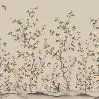 Flowers Pattern Design Mural WALLPAPER, Available in Various Paper Texture, Code FJ303. It is Produced as 105 CM WIDE ROLLS.